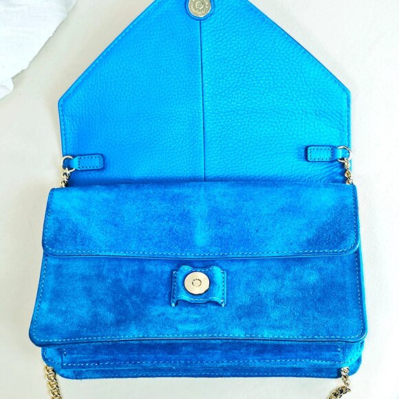 Banana Republic Blue Suede Crossbody Clutch – Gold Ring Closure – NWT - Picture 7 of 16